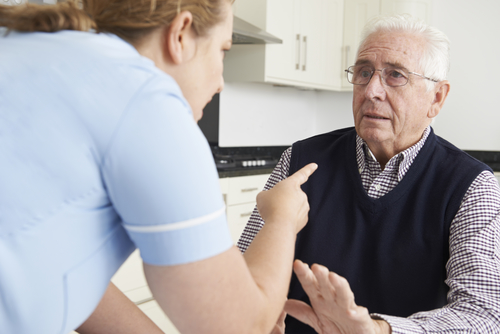 Care Worker Mistreating Elderly Man